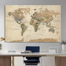Framed World Map Wall Art for Home and Office Decor