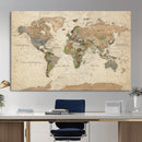 Framed World Map Wall Art for Home and Office Decor
