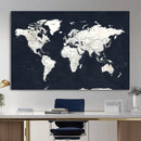 Black World Map Wall Art Canvas Print for Home Office and by MyGreatCanvas | Canvas Wall Art Prints | Photo Prints & Wall Decor