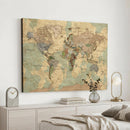 Vintage World Map Wall Art | Ready to Hang and Framed