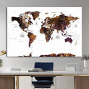 Rustic World Map Wall Art Canvas Print | Large World Map on