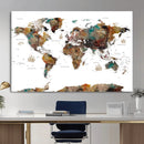Watercolor World Map Canvas Print – Detailed Map of the