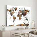 Watercolor World Map Canvas Print – Detailed Map of the