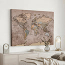 Grunge World Map Canvas Wall Art - Vintage Aged World Map