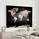 Grunge World Map Wall Art | 3-Panel Large Beige and Brown