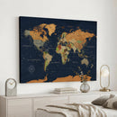Modern World Map Canvas Print – Framed Detailed Map of the