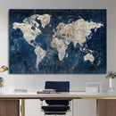 Large Blue World Map Wall Art Canvas Print for Home Office by MyGreatCanvas | Canvas Wall Art Prints | Photo Prints & Wall Decor