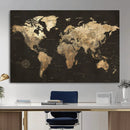 Framed World Map with Pin Canvas Print – Detailed World Map