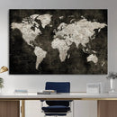 Vintage World Map Wall Art Canvas Print – Framed Large Map