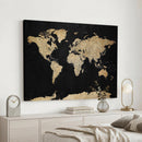 Beige World Map Canvas Wall Art Print, Minimal Black and