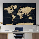 Dark World Map Canvas Wall Art Print, Minimal Black and Gold by MyGreatCanvas | Canvas Wall Art Prints | Photo Prints & Wall Decor