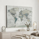 Neutral Vintage World Map Canvas Wall Art Print, Classic Map