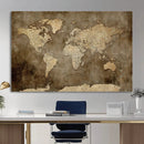Dark Vintage World Map Canvas Wall Art Print, Antique Map