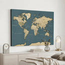Minimal Vintage World Map Canvas Wall Art Print, Neutral
