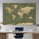 Large World Map Canvas Wall Art Print for Study Room Decor -