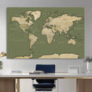 Vintage World Map Canvas Wall Art Print, Classic Global Map