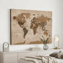 World Map Canvas Wall Art Print, Detailed Global Map Artwork