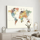 Framed World Map Wall Art Canvas Print for Living Room and