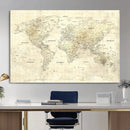 Detailed Large World Map Wall Decor Canvas Art Print by MyGreatCanvas | Canvas Wall Art Prints | Photo Prints & Wall Decor
