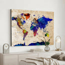 Watercolor World Map Canvas Print – Framed Wall Art for