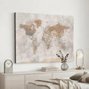 Detailed World Map Wall Art Canvas Print for Home and Office Decor