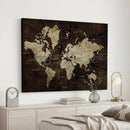 Blue World Map Canvas Wall Art – Framed Modern Travel Map