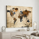 Rustic Watercolor World Map Canvas Wall Art – Framed Travel