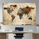 Rustic Watercolor World Map Canvas Wall Art – Framed Travel by MyGreatCanvas | Canvas Wall Art Prints | Photo Prints & Wall Decor