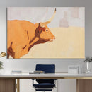 Minimal Longhorn Bull Wall Art Canvas Print, Neutral Western by MyGreatCanvas | Canvas Wall Art Prints | Photo Prints & Wall Decor