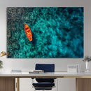 Turquoise Ocean Boat Wall Art Canvas Print by MyGreatCanvas | Canvas Wall Art Prints | Photo Prints & Wall Decor