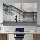Banksy Girl with Butterflies Street Art Wall Art Canvas by MyGreatCanvas | Canvas Wall Art Prints | Photo Prints & Wall Decor