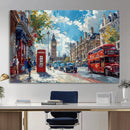London Street Canvas Wall Art — Big Ben Red Bus Print | Oil by MyGreatCanvas | Canvas Wall Art Prints | Photo Prints & Wall Decor