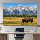 Bison in Mountain Landscape Wall Art Canvas Print – Western by MyGreatCanvas | Canvas Wall Art Prints | Photo Prints & Wall Decor