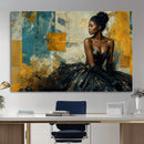 Elegant Woman Canvas Wall Art — Black Gold Gown Fashion by MyGreatCanvas | Canvas Wall Art Prints | Photo Prints & Wall Decor