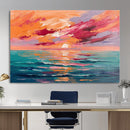 Bold Palette Knife Ocean Sunset Canvas — Orange Pink Teal by MyGreatCanvas | Canvas Wall Art Prints | Photo Prints & Wall Decor