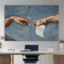 Funny Bathroom Canvas Wall Art, Michelangelo Creation of by MyGreatCanvas | Canvas Wall Art Prints | Photo Prints & Wall Decor