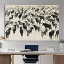 Longhorn Cattle Canvas Wall Art, Black White Stampede Ink by MyGreatCanvas | Canvas Wall Art Prints | Photo Prints & Wall Decor