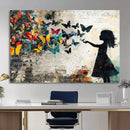 Banksy Butterfly Girl Wall Art Canvas Print, Framed Street by MyGreatCanvas | Canvas Wall Art Prints | Photo Prints & Wall Decor