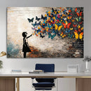 Banksy Graffiti Butterfly Girl Wall Art Canvas Print, Framed by MyGreatCanvas | Canvas Wall Art Prints | Photo Prints & Wall Decor