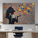 Urban Banksy Butterfly Girl Wall Art Canvas Print, Framed by MyGreatCanvas | Canvas Wall Art Prints | Photo Prints & Wall Decor