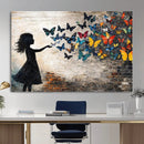 Banksy Butterfly Girl Wall Art Canvas Print, Framed Street by MyGreatCanvas | Canvas Wall Art Prints | Photo Prints & Wall Decor