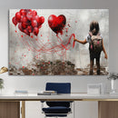 Girl Graffiti Wall Art Canvas Print, Red Balloon Heart by MyGreatCanvas | Canvas Wall Art Prints | Photo Prints & Wall Decor