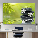 Plumeria Frangipani Black Stone Canvas | White Flower Spa by MyGreatCanvas | Canvas Wall Art Prints | Photo Prints & Wall Decor