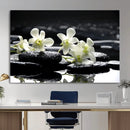 Plumeria Frangipani Black Stone Canvas | White Flower Spa by MyGreatCanvas | Canvas Wall Art Prints | Photo Prints & Wall Decor