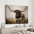Longhorn Bull Wall Art Canvas Print, Western Farmhouse