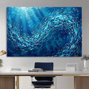 School of Fish Canvas Print | Blue Ocean Underwater Wall Art by MyGreatCanvas | Canvas Wall Art Prints | Photo Prints & Wall Decor