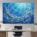 School of Fish Canvas Print | Blue Ocean Underwater Wall Art by MyGreatCanvas | Canvas Wall Art Prints | Photo Prints & Wall Decor