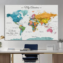 Custom Push Pin Watercolor World Map Canvas Wall Art Print – by MyGreatCanvas | Canvas Wall Art Prints | Photo Prints & Wall Decor