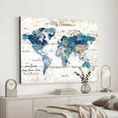 Watercolor World Map Canvas Wall Art Print – Abstract