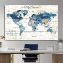 Watercolor World Map Canvas Wall Art Print – Abstract